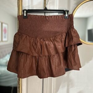 Brown leather skirt